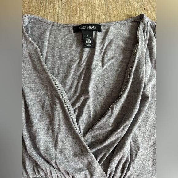 White House black market gray soft stretchy tank top draped small - Picture 5 of 6